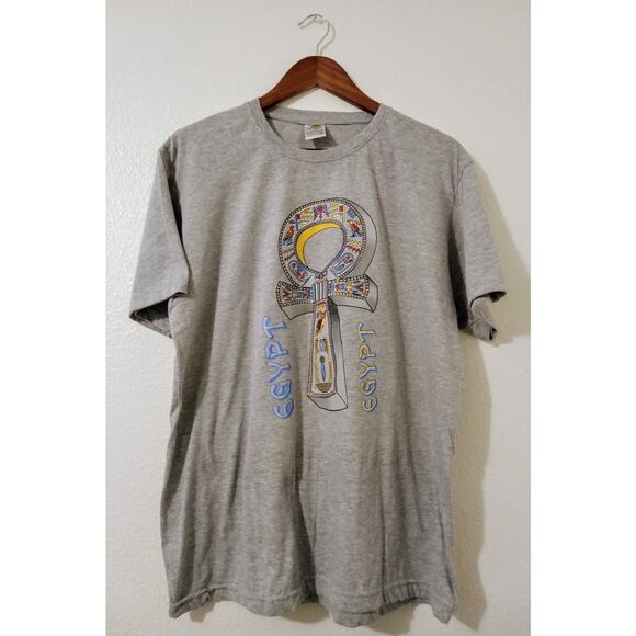 Ankh Egypt Hieroglyphs Tee Made in Egypt Gray Shirt SZ XXL - Picture 1 of 6